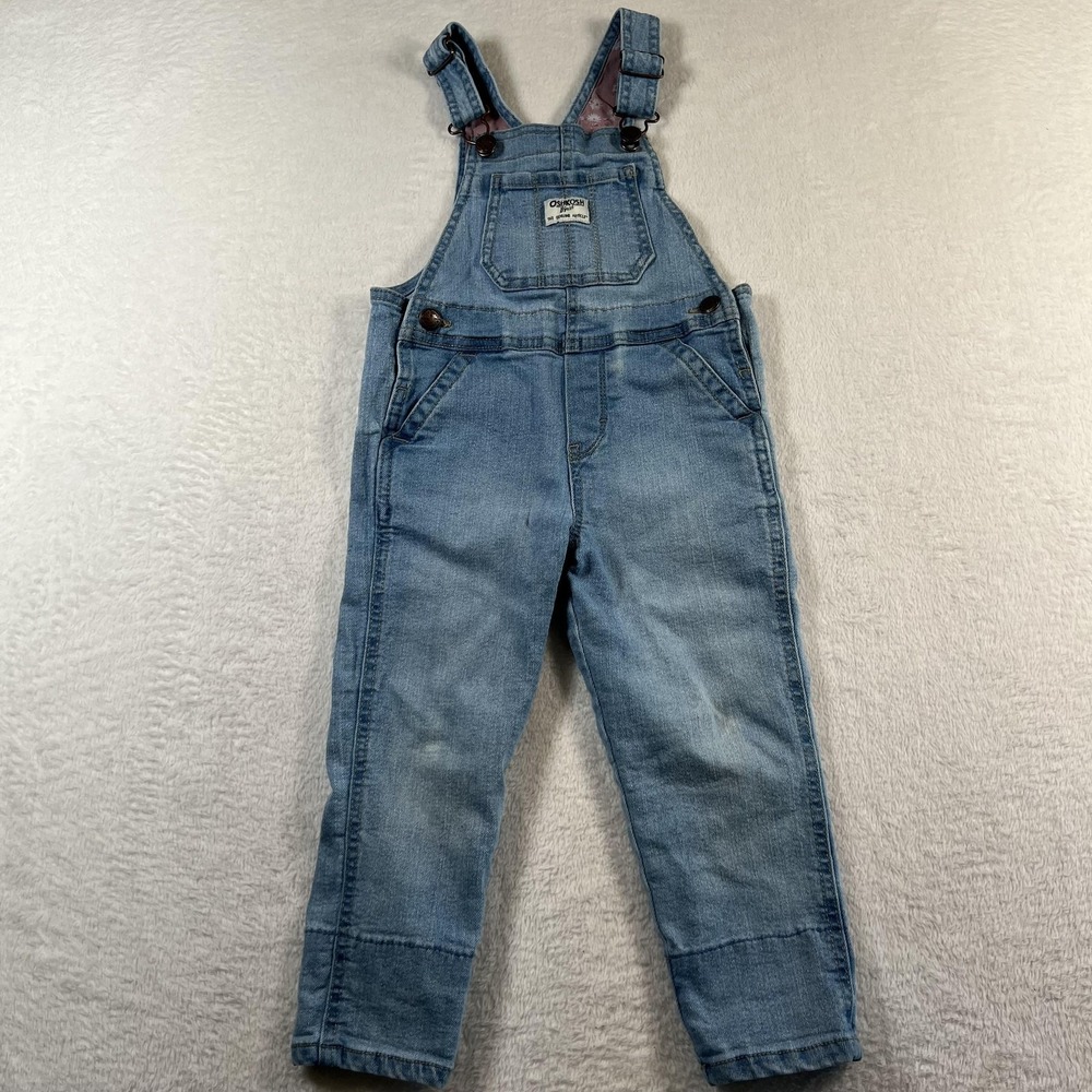 OshKosh B'gosh Overalls Girls 3T Blue Denim Adjustable‎ Strap One Piece Lined